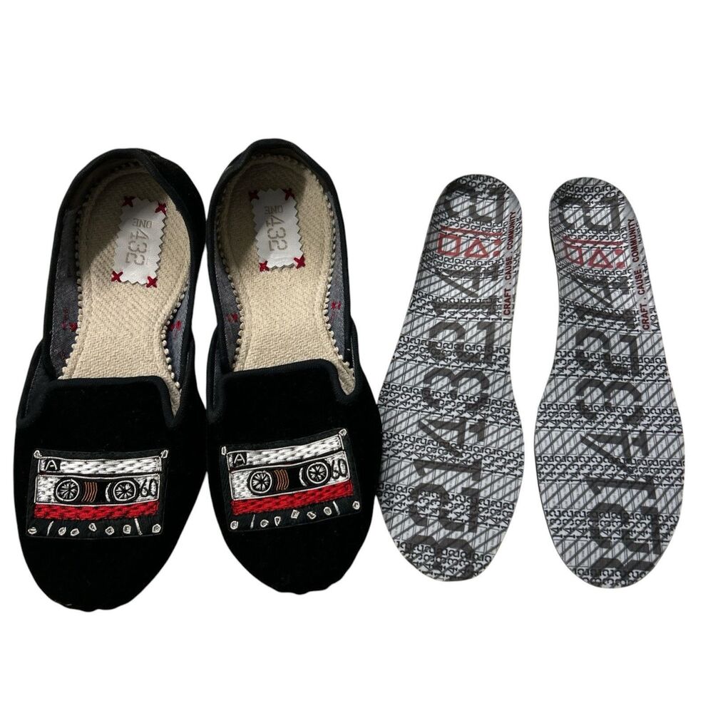One432 Velvet handmade Casette Jutti Loafers Casual Shoes Embroidered Size 6